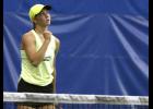 Thunder junior Abby Ecker pumps her fist after scoring a point during the Section 5A championship match.