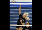 Quinn Kircher went up for an attack during last Tuesday’s scrimmage. She is one of just two Tigers back from last season’s lineup.