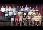 26 LPGE students earned scholarships during last Wednesday’s senior academic awards program. Back row from left: Guadalupe Orozco, TJ Becker, Alison Gugglberger, Derek Loxtercamp, Joseph Gillis, Michael Sanchez, Nathan Ruda, Riley Tabatt, Emily Leroux, Lexi Biermaier, and Parker Gjerstad. Middle row from left: Christopher Young, Sam Olson, Austin Gohman, Blake Fossland, Will Koetters, Isaac Cebulla, and Rachel Middendorf. Front row from left: Tianna Larson, Gabby Olson, April Pohlmann, Tori Stepaniak, Isabe