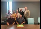 The CentraCare Health—Long Prairie Operating Committee includes, in back, from left, Chuck Eldred, Norma Orozco, Sally Hanson, Pete Berscheit, and CentraCare Health—Long Prairie Administrator Dan Swenson. In front, from left, David Petersen and Tom Steinmetz. 
