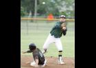 Predators second baseman Ted Gray fired toward first in attempt to turn a double play against Sauk Centre last Saturday.