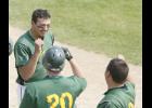 Zach Miller was met at home plate by his teammates after clubbing the team’s first home run of the season on Sunday.