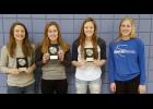 From left: LPGE All-Conference selections Carolyn Dinkel, Rachel Middendorf, and Taylor Kingston. Emma Liebsch, honorable mention. Not pictured: Claire Liebsch, honorable mention.