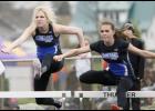LPGE’s Alison Gugglberger (L) and Jarrah Langner (R) scored points for the team in the hurdle events. Langner placed second in the 100 and 300 while Gugglberger placed third in the 100 and fourth in 300.