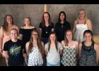 2017 letterwinners. Back row from left: Kaitlin Welters, Lexi Biermaier, Hannah Middendorf, Diana Salazar, Brooke Goertz. Front row from left: Emma Liebsch, Kayla Drevlow, Tristen Marcyes, Rachel Middendorf, Ally Ecker. Not pictured: Amber Miller, Hailey Tomford, Riley Steinmetz, and Kimberly Pachan.