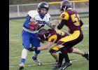 Cody Marcyes was the Thunder’s big play threat in their loss to Pillager. He caught one of the team’s two touchdowns on the night.