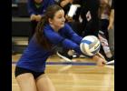 Senior Natalie Payne went to make a pass during Tuesday’s match.