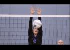 Maddi Wehrspann watches as her block falls good for the Thunder against Swanville.