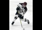 Sophomore Hudson Pung took a shot on goal during a game earlier this season. He had two assists in Prairie Centre’s win over Breckenridge/Wahpeton.