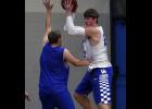 Bennett Primus made a move toward the bucket during a drill last week. Primus is one of three returning players who played varsity minutes for the Bulldogs last season.