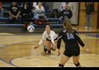 Senior libero Rachel Steward went down for a dig during the Thunder’s match against Osakis last Tuesday.