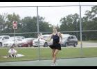 Delani Beach in first doubles action for the Thunder.