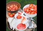 Tomato press and sauce makers turn garden-ripe tomatoes into a seed-free, skin-free sauce with the turn of a handle. Photo courtesy of Gardener’s Supply Company/gardeners.com