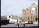 Trick or treaters stop at area businesses in Long Prairie.