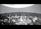 Students experience the ExlporaDome Planetarium at the Osakis Elementary School.